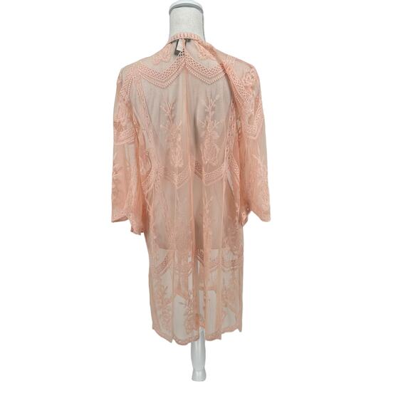 Miss Chievous Apricot Embroidered Lace Mesh Kimono L/XL - Picture 6 of 9